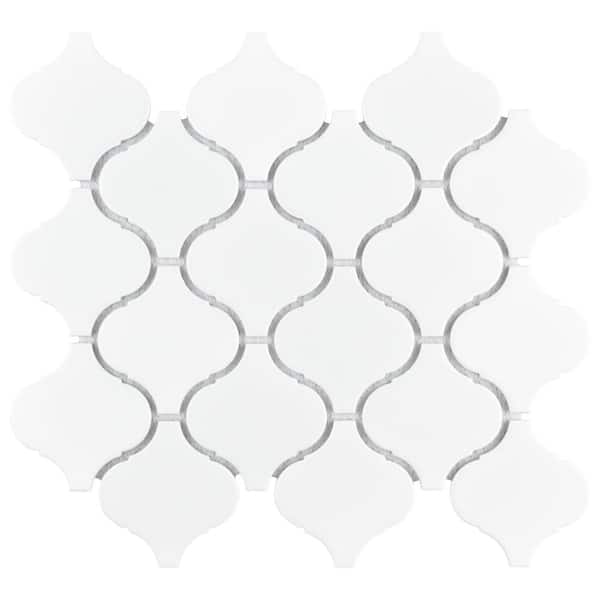 Merola Tile Metro Lantern Matte White 9-1/2 in. x 10-3/4 in. Porcelain Mosaic Tile (7.3 sq. ft./Case)