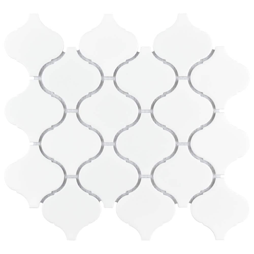Morocco Matte White 9.5" x 10.75" Porcelain Mosaic Accent Tile