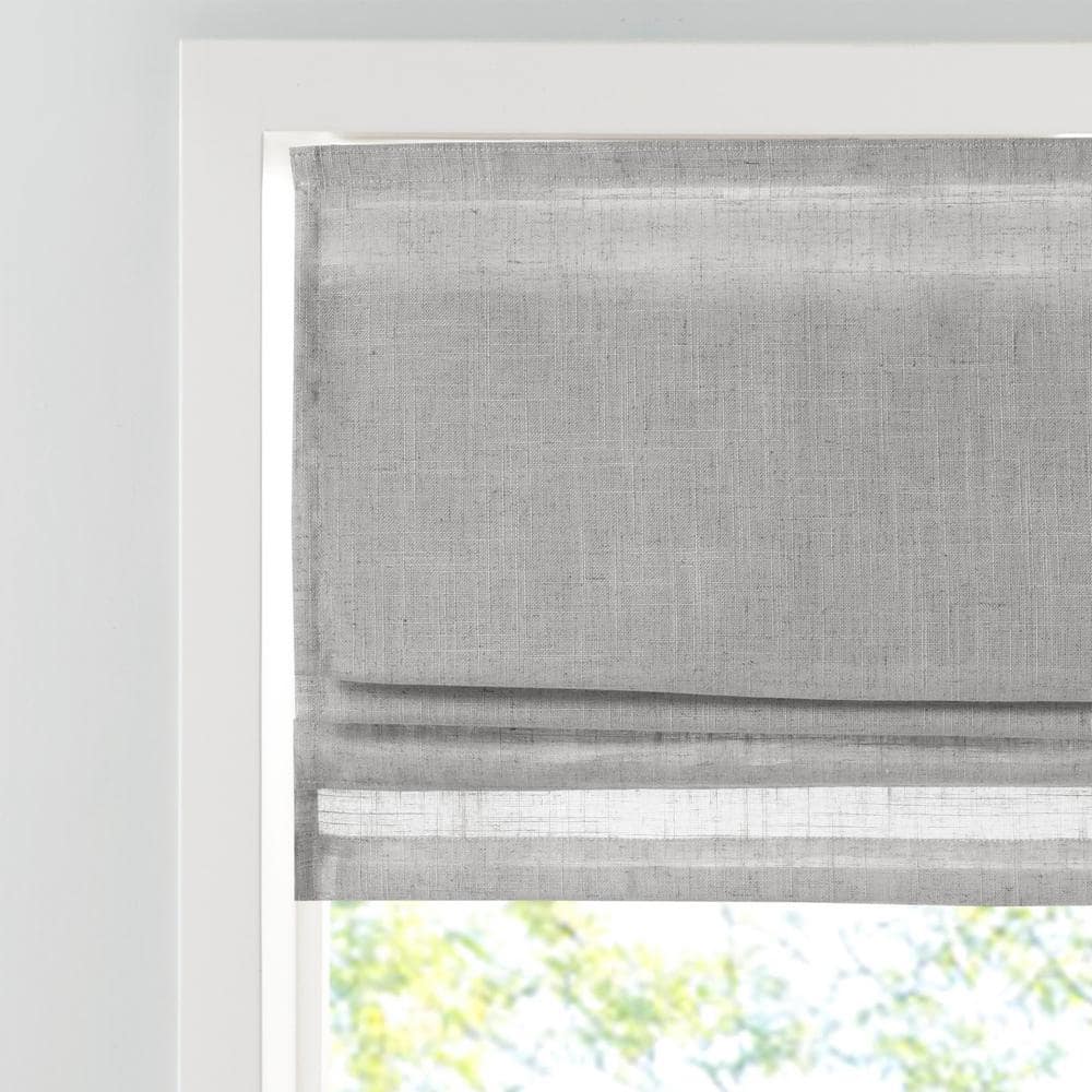 Gray Linen Blend Cordless Light Filtering Roman Shade