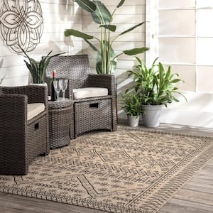 Kandace Tribal Brown 8 ft. x 11 ft. Indoor/Outdoor Area Rug