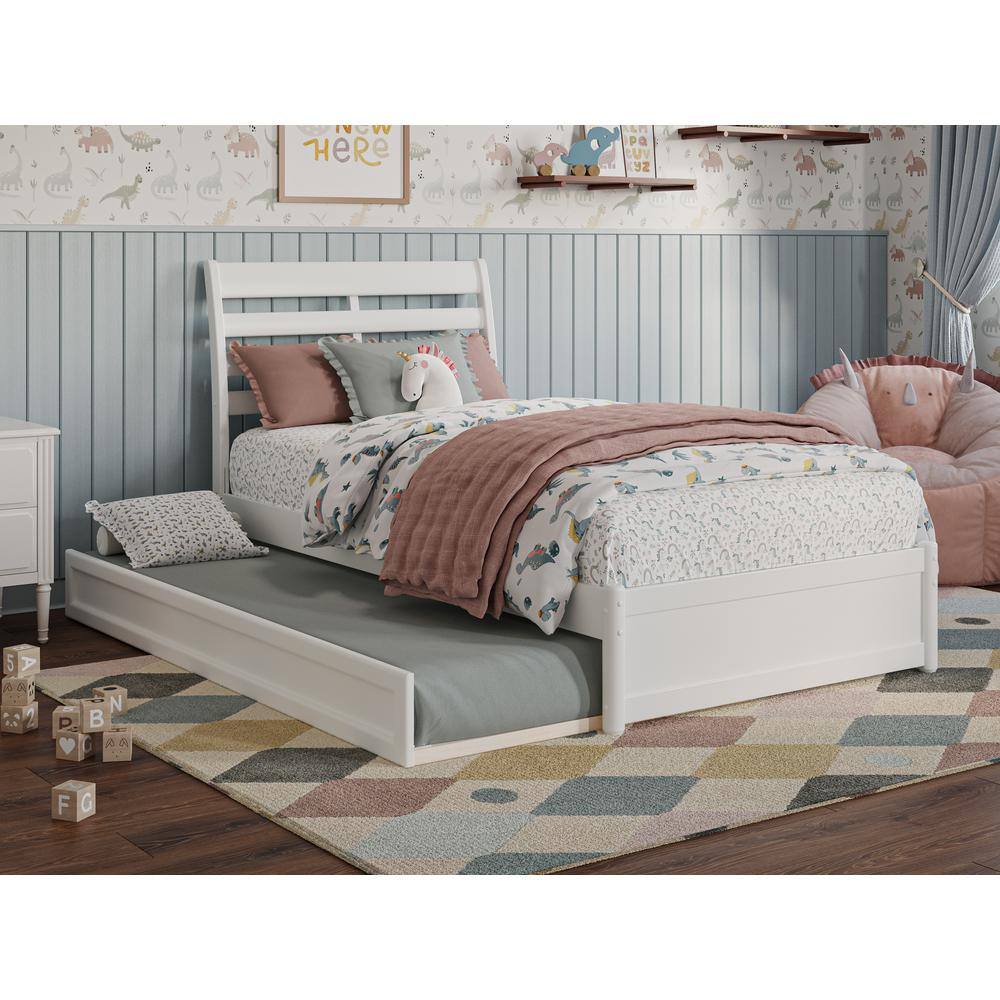 AFI Emelie White Solid Wood Frame Twin Platform Bed with Panel ...