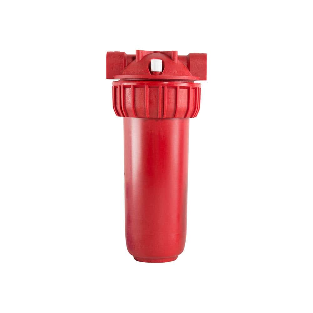 PENTAIR 10 in. Whole House Hot Water Sediment Post Filter System, Red