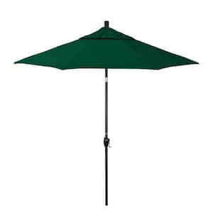 7.5 ft. Stone Black Aluminum Market Patio Umbrella with Crank Lift and Push-Button Tilt in Forest Green Pacifica Premium