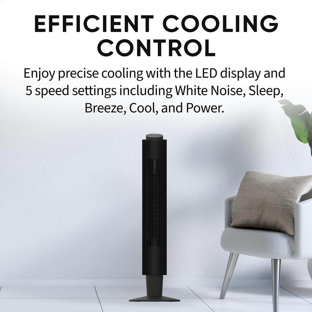 EVO 42" Black Wi-Fi Remote Controlled Tower Fan