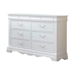 Estrella 8-Drawer White Dresser (37 in. H X 56 in. W X 16 in. D)