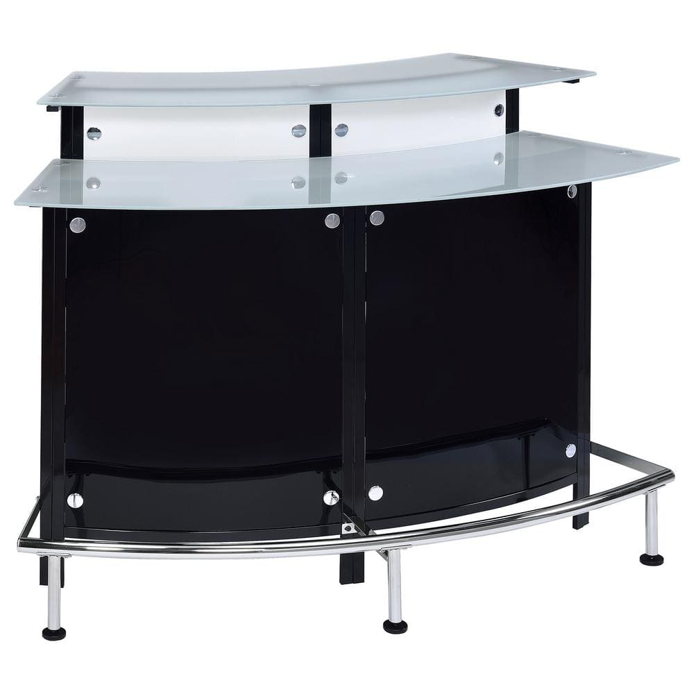 Contemporary Black and Chrome Bar Table with Glass Tops