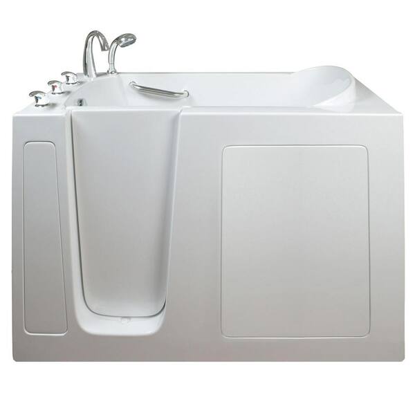Ella Narrow 4.42 ft. x 26 in. Walk-In Air and Hydrotherapy Massage Bathtub in White with Left Drain/Door