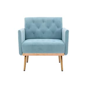 Light Blue Morden Leisure Single Accent Chair with Rose Golden Metal Feet