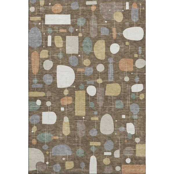 Mayfield Premium Machine Washable Abstract AMF2393 Chocolate 10 ft. x 14 ft. Area Rug