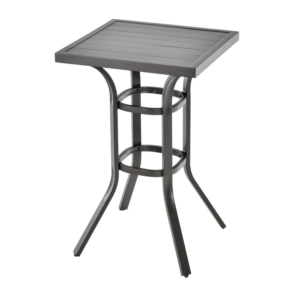 24 in. Square Aluminum Outdoor Bar Table with Adjustable Foot Pads, Black price history on PriceWatchPro