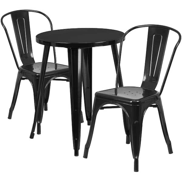 Carnegy Avenue Black 3-Piece Metal Round Outdoor Bistro Set
