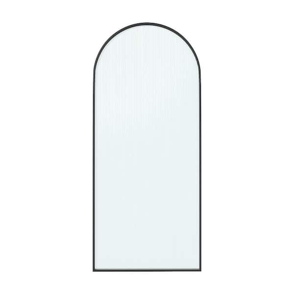 34 in.-34 in. W x 78 in. H Fixed Framed Curved Shower Door in Brushed Nickel with Fluted Glass and Easy-Clean Coating