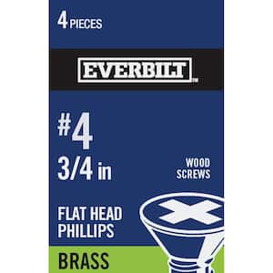 #4 x 3/4 in. Phillips Flat Head Brass Wood Screw (4-Pack)