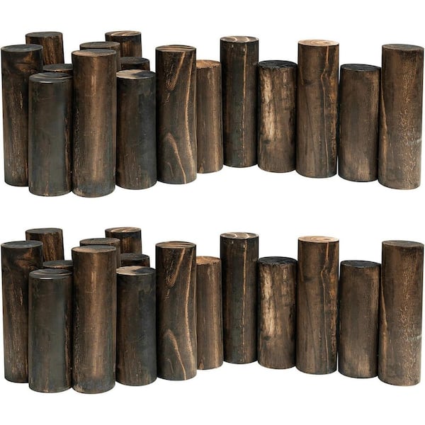 Natural Wooden Log Garden Fence 6.9 in. H Decorative Edging for Flower Bed and Landscape Fencing 1.9 in Dia 2 Pack