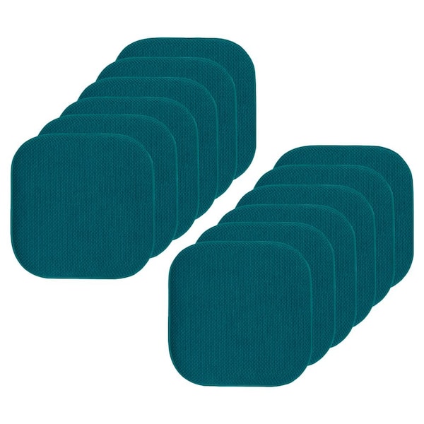 Sweet Home Collection Blue, Honeycomb Memory Foam Square 16 in. x 16 in. Non-Slip Back Chair Cushion (12-Pack)