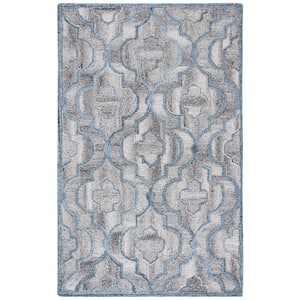 Abstract Blue/Brown 5 ft. x 8 ft. Geometric Trellis Area Rug
