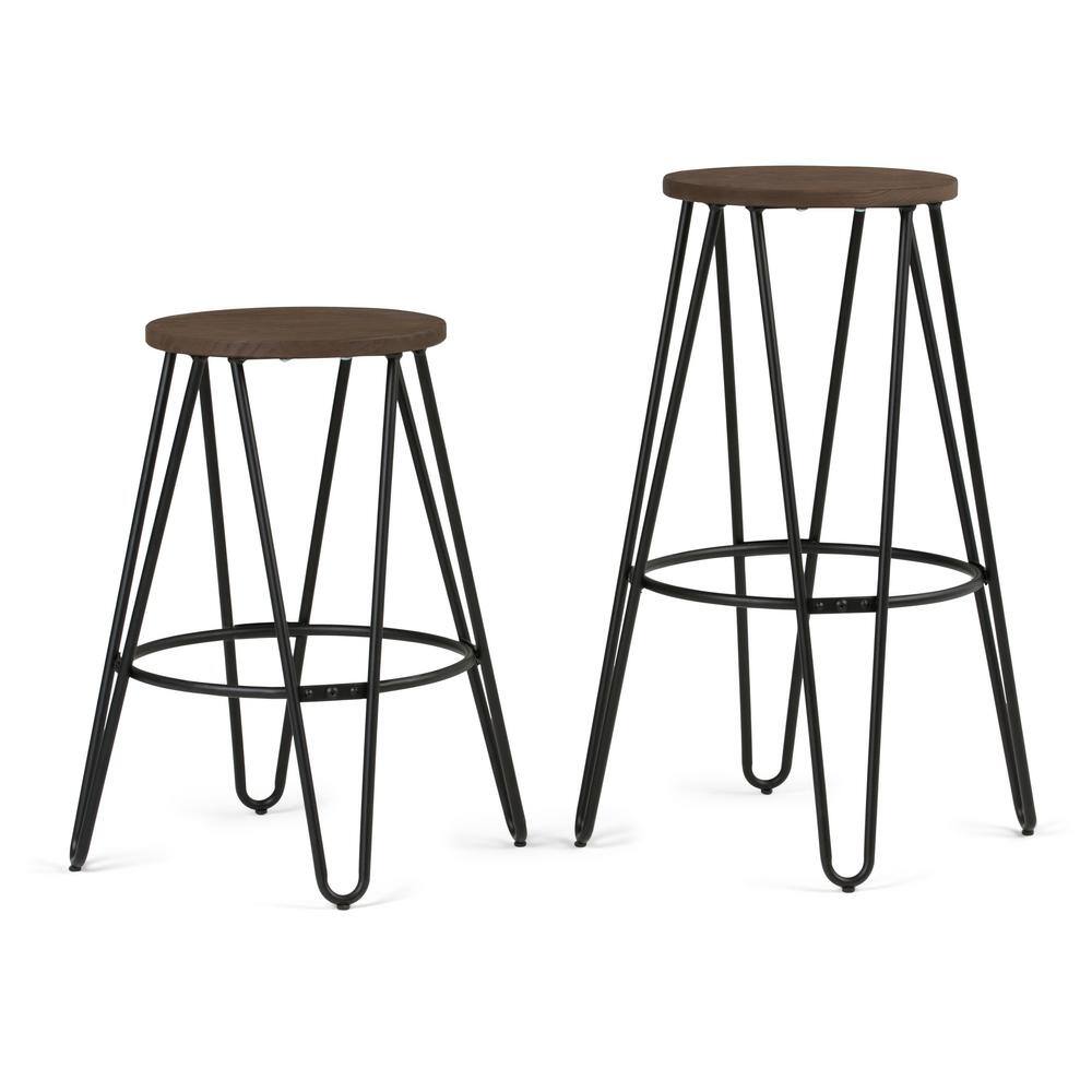 Cocoa Brown and Black 30" Industrial Metal and Wood Bar Stool