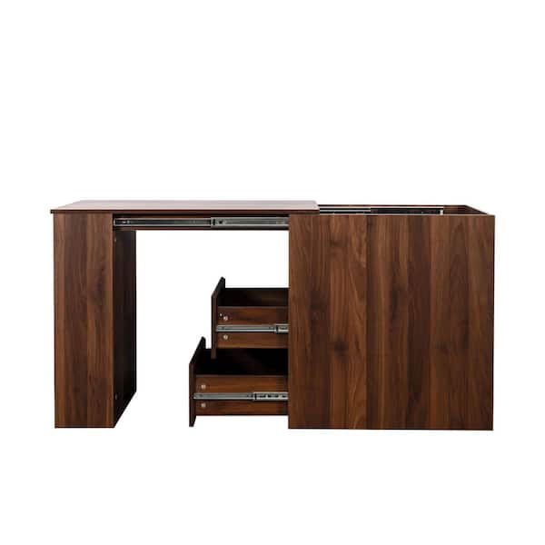 Homy Casa TAIKU 59 in. Rectangular Chestnut Brown MDF 2-Drawer