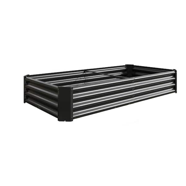 Unbranded 6 x 3 x 1 ft. Metal Outdoor Raised Garden Bed, Raised Rectangle Planter Beds for Plants, Vegetables, Flowers, Black