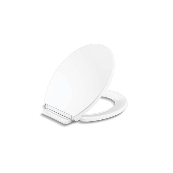 KOHLER Round Grip Tight Bumpers, Soft Close Front Toilet Seat in White