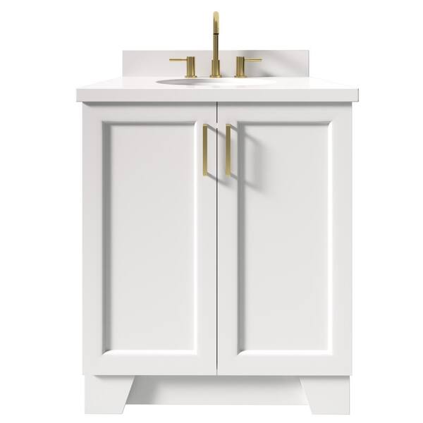 Ariel Taylor 31 In W X 22 D Bath Vanity White With Quartz Top Basin Q031swqovowht The Home Depot - 31 White Bathroom Vanity With Sink