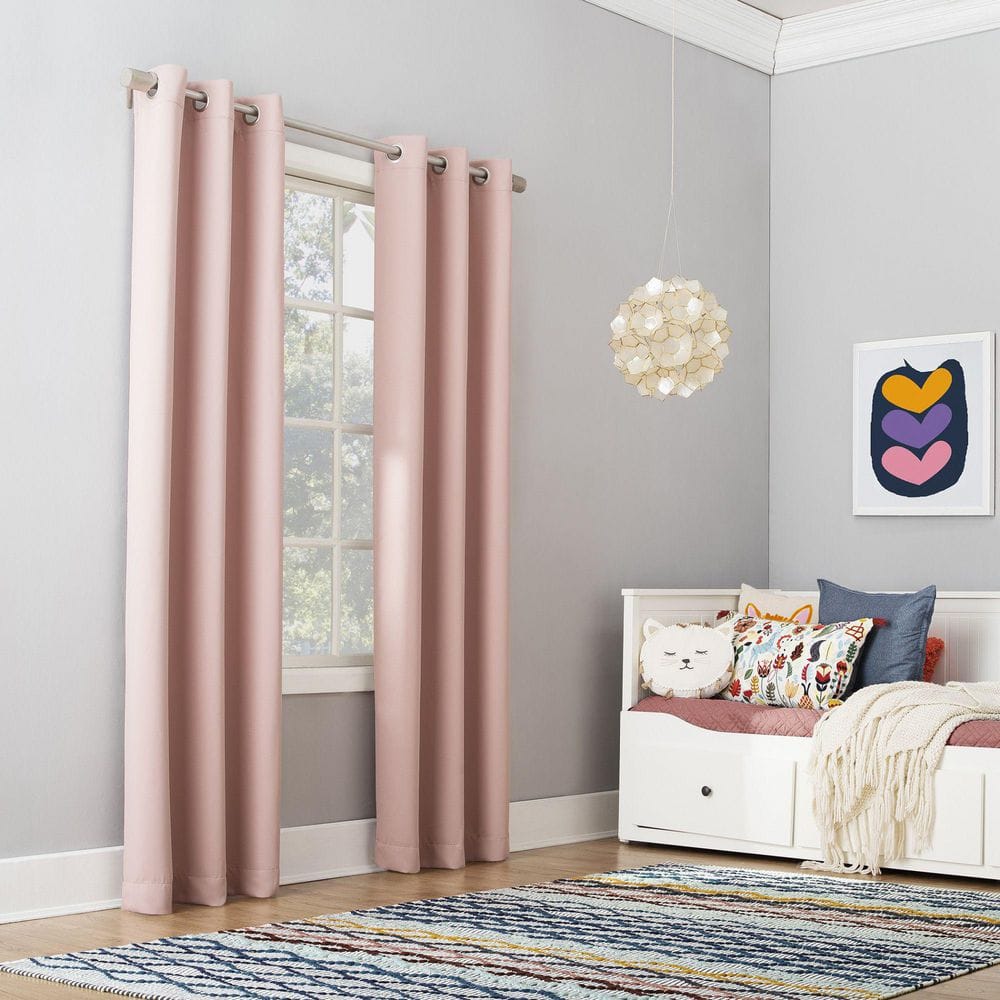 Riley Kids Bedroom 40 in. W x 95 in. L Blackout Grommet Curtain Panel in Blush price history on PriceWatchPro