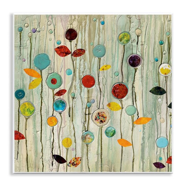 Abstract Whimsical Floral Scene by Classic Collection Unframed Graphic Art Print Nature 12 in. x 12 in.