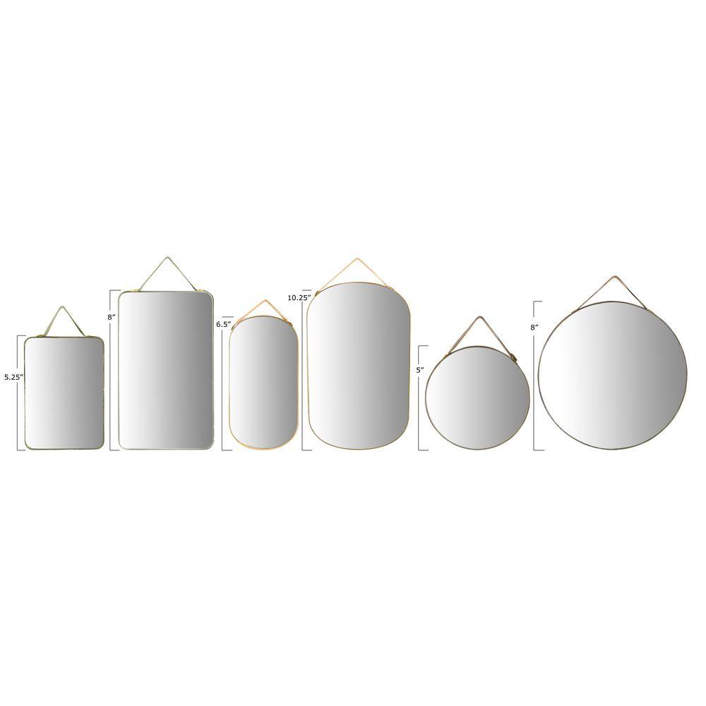 Eclectic Velvet-Edged Frameless Mirror Set in Multicolor (6-Piece)