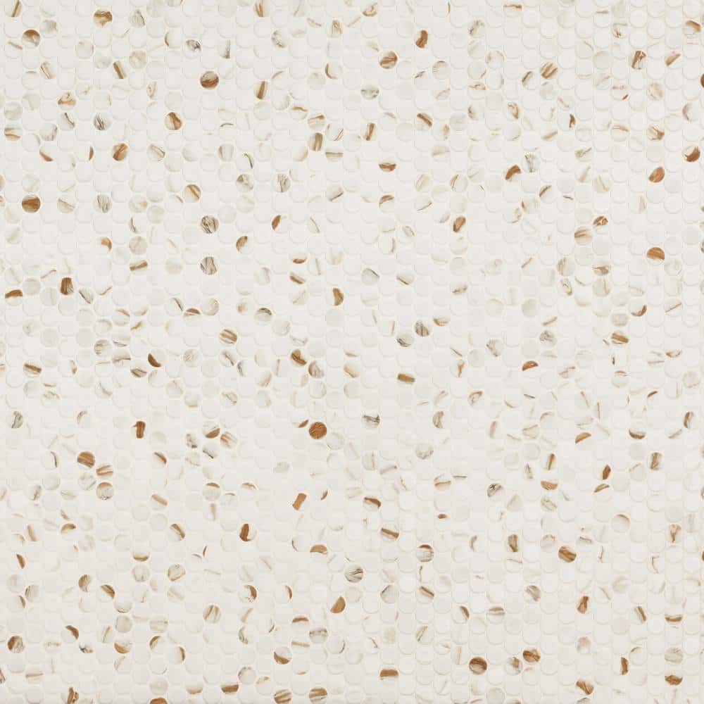 Take Home Tile Sample-Calacatta Gold Penny Round 4 in. x 4 in. Matte Porcelain Mesh-Mounted Mosaic Floor and Wall Tile price history on PriceWatchPro