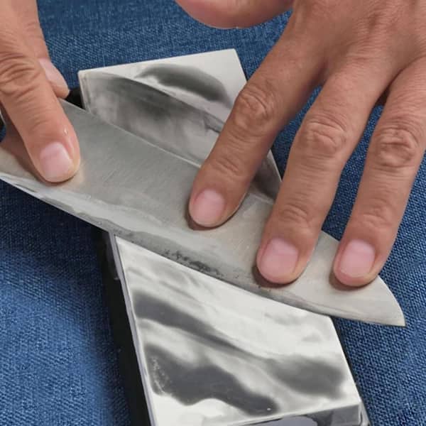 1 in. 400/1000/3000/8000-Grit Corundum Whetstone with Bamboo Base Flattening Stone Angle Guide Leather Strop Set