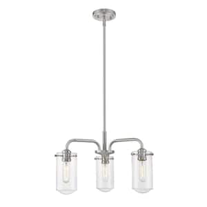 Delaney 3-Light Brushed Nickel Chandelier with Glass Shade