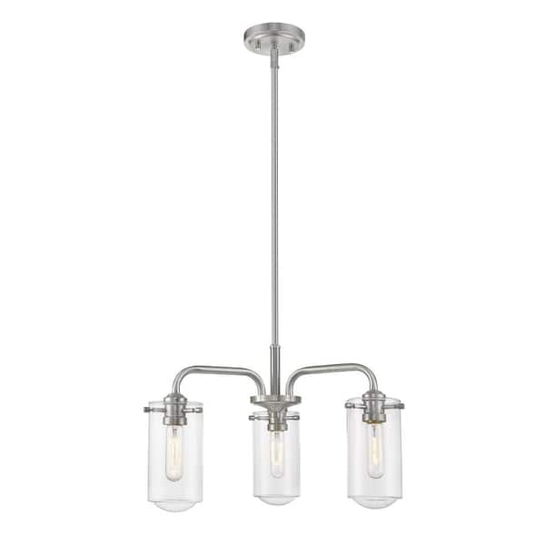 Unbranded Delaney 3-Light Brushed Nickel Chandelier with Glass Shade