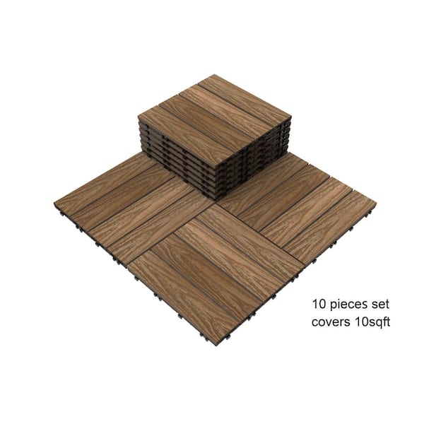 10-Piece 1 ft. x 1 ft. Quick Deck Outdoor Composite Deck Tile in Peruvian Teak