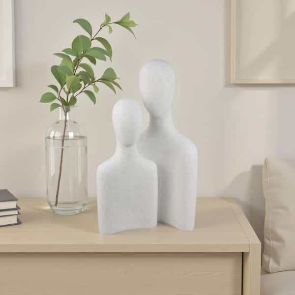 Nito White 6 in. x 17 in. Resin 2-Bust Silhouettes