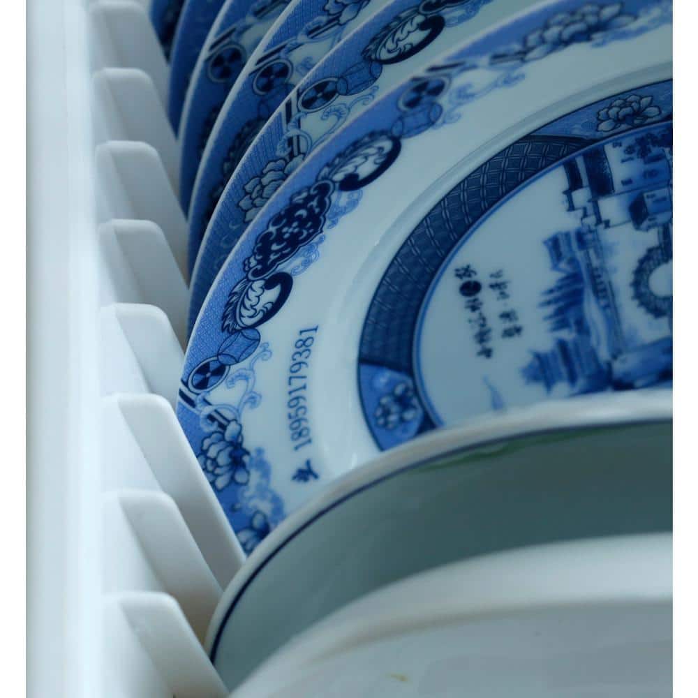 White Heavy Duty Plastic Dish Drying Rack with Utensil Cup