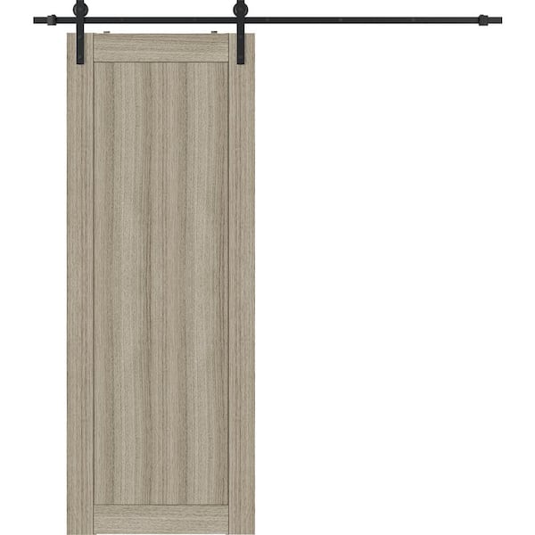 Belldinni 28 in. W. x 84 in. 1-Panel Shaker Shamburg Finished Composite Wood Sliding Barn Door with Hardware Kit