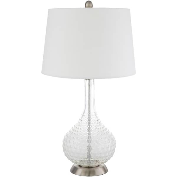 Artistic Weavers Houlton 25.75 in. White/Silver Indoor Table Lamp with Off-White Barrel Shaped Shade