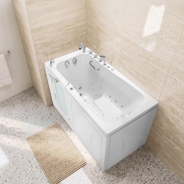 Big4One 66 in. Whirlpool and Air Bath Walk-In Bathtub in White, Foot Massage, Heated Seat, Fast Fill Faucet, Dual Drain