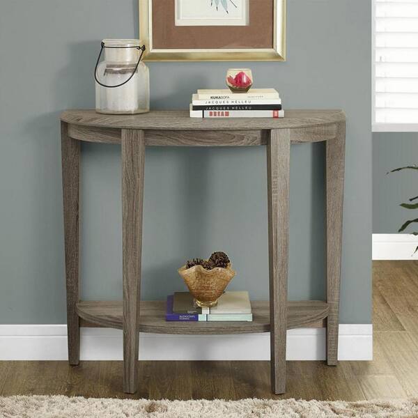 Half Circle Wood Console Table, Half Circle End Table With Storage