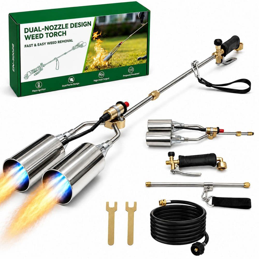 Dual-Nozzle Propane Weed Torch with 11.5 FT Hose, Trigger Ignition, Adjustable Flame for Garden and Outdoor Use price history on PriceWatchPro