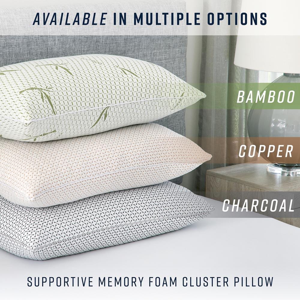 Jumbo Memory Foam Cluster Pillow with Charcoal Cover