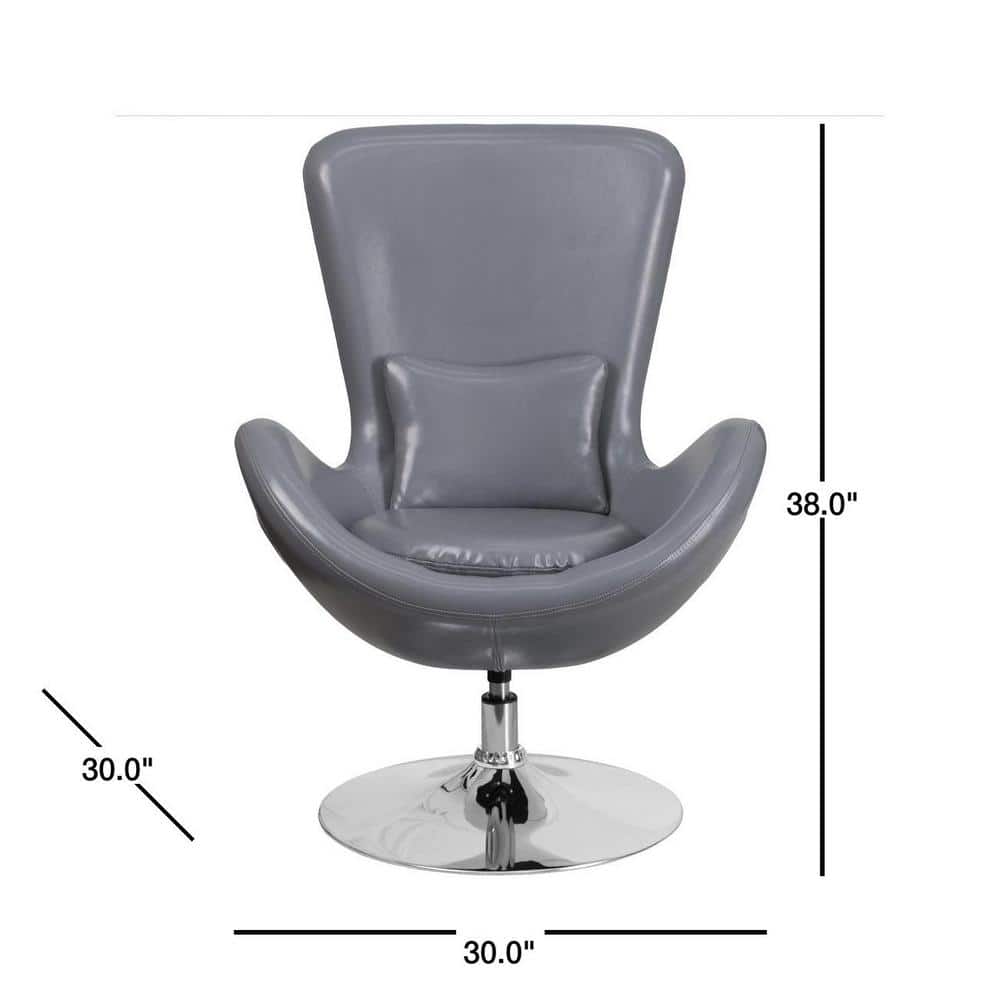 High Back Gray LeatherSoft Swivel Reception Chair with Metal Base