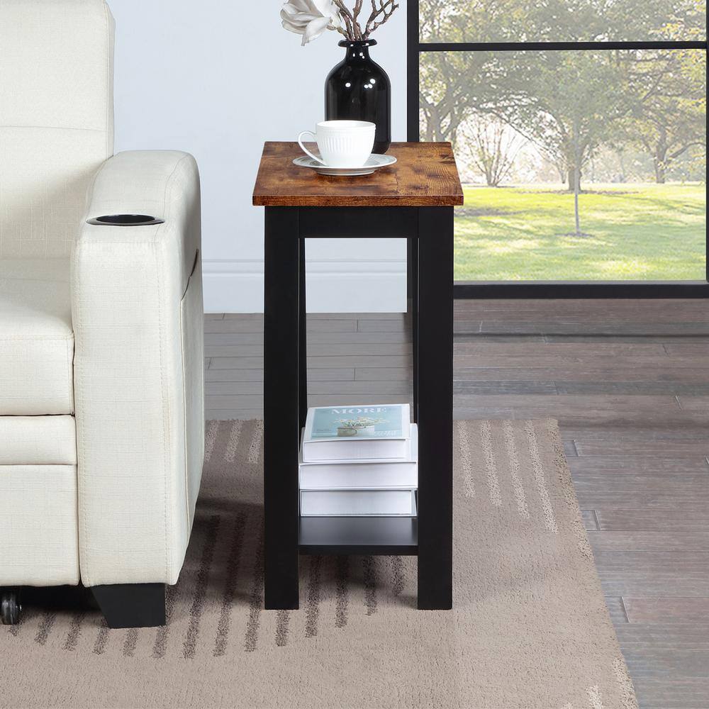 Baja Black and Barnwood Chairside End Table with Shelf