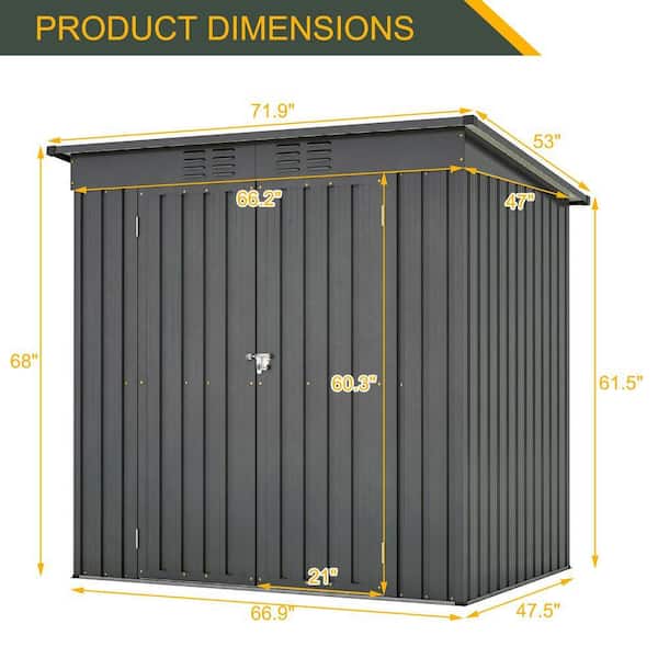 Huluwat 6 ft. W x 4 ft. D Outdoor Metal Shed with Double Door, All