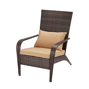 Composite Wicker Adirondack Chair Brown Wicker Khaki Cushion