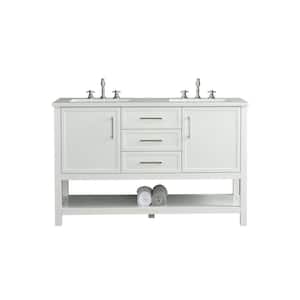 Arlo 54 in. W x 22 in. D x 34 in. H Bath Vanity in White with Engineered Stone Top in Ariston White with White Sinks