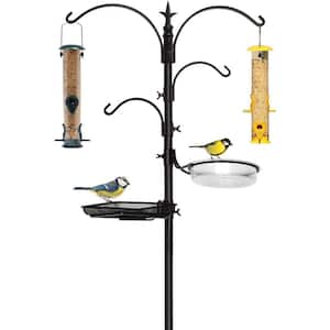Ashman Premium Bird Feeding Station - Multi Feeder Pole Stand Kit with 4 Hangers - 22 in. W x 91 in. Tall (1-Pack)