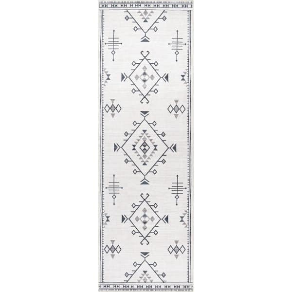 nuLOOM Evalyn Machine Washable Southwestern Motif Cream 3 ft. x 8 ft. Runner Rug