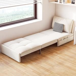 33.86 in. Beige Iron Frame Sofa Bed