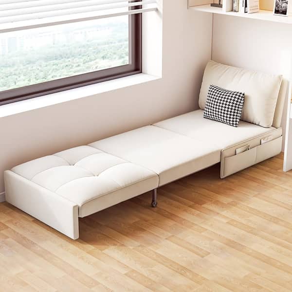 JASIWAY 33.86 in. Beige Iron Frame Sofa Bed